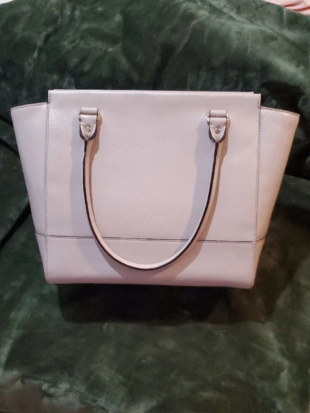 kate spade pale mauve leather tote with logo plaque